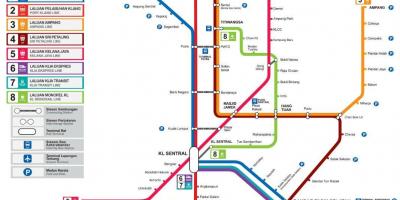 Το σιδηροδρομικό χάρτη της διαδρομής μαλαισία