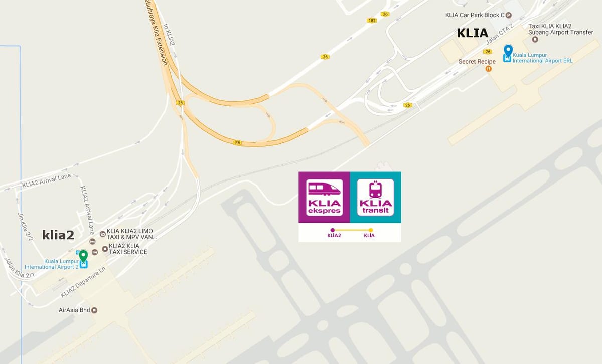 klia transit χάρτη της διαδρομής