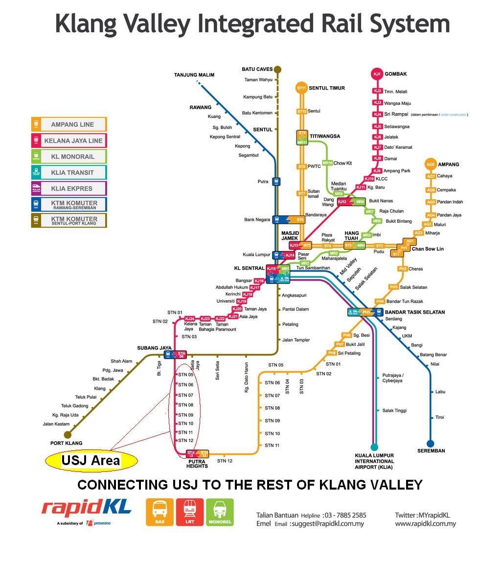 subang jaya lrt χάρτη της διαδρομής