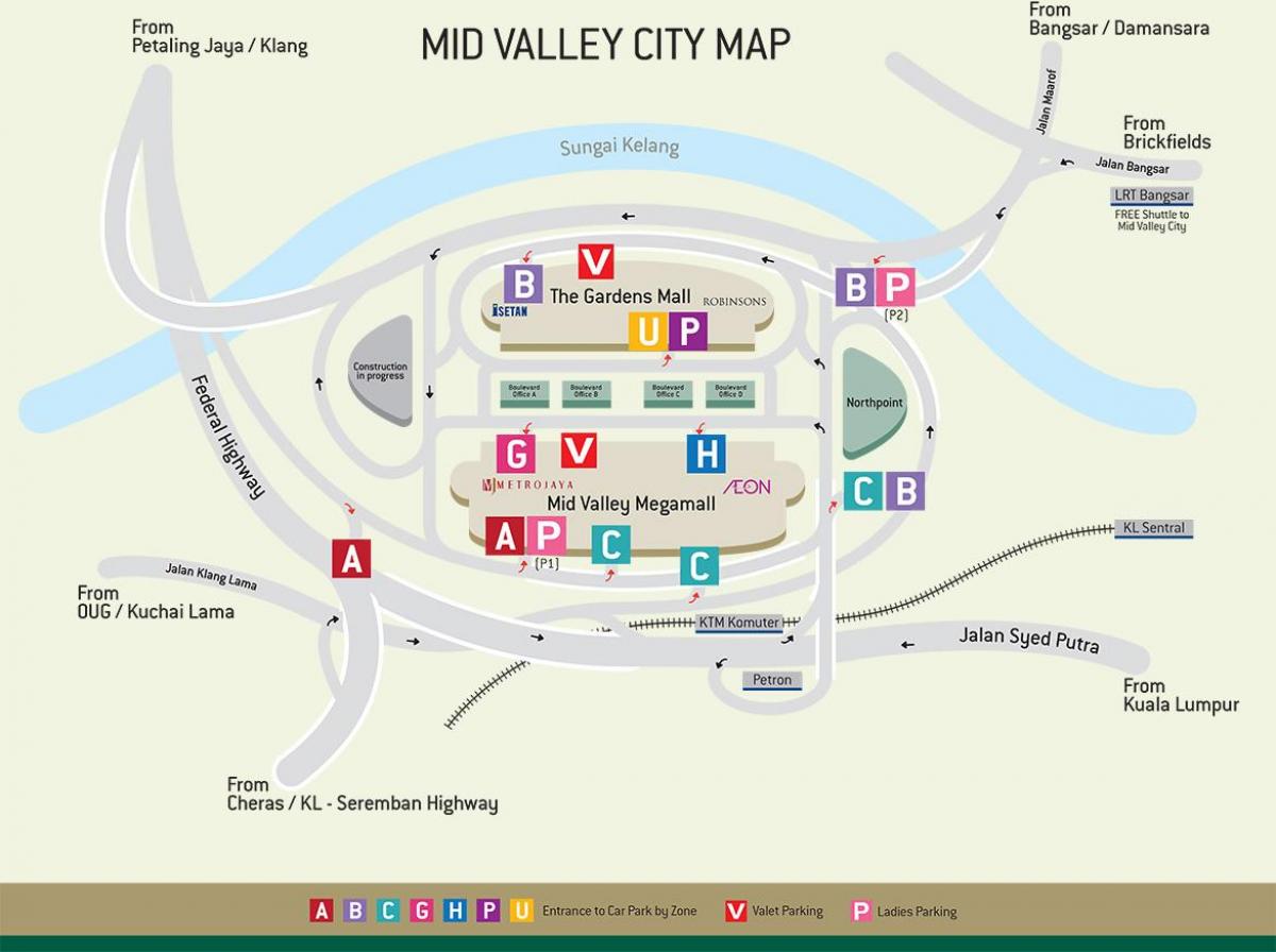 Χάρτης της mid valley mall