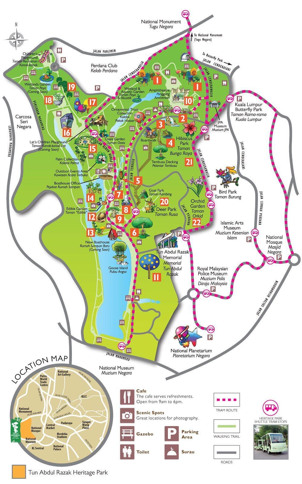 Χάρτης της perdana botanical garden