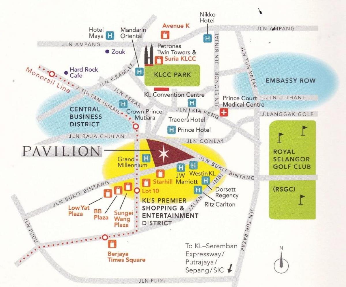 χάρτης pavilion mall, κουάλα λουμπούρ