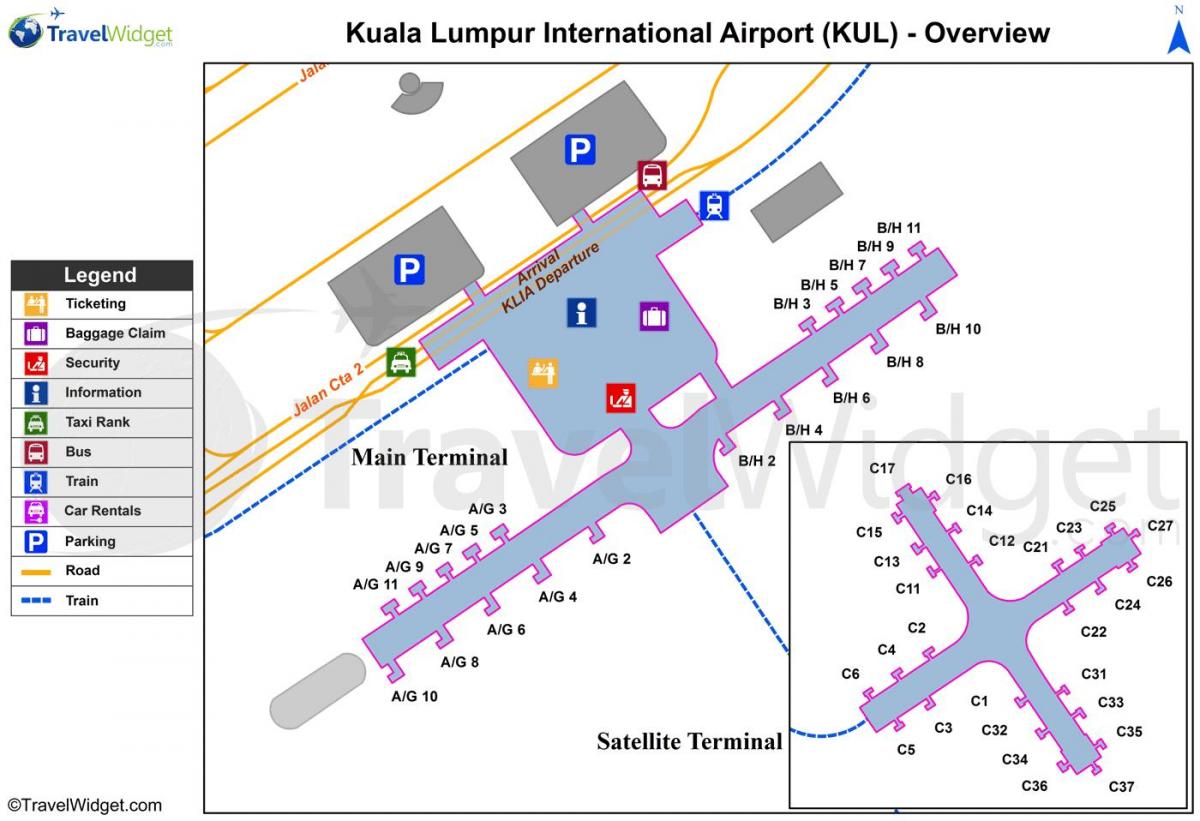 κουάλα λουμπούρ αεροδρόμιο κύριο τερματικό χάρτης