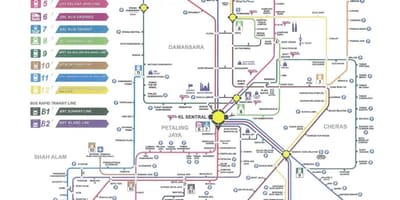 Κουάλα λουμπούρ διέλευσης σιδηροδρομικών χάρτης